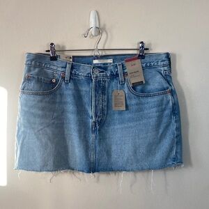 New Levi's Denim Icon Skirt Short Mini Sz 33 Women's Medium Wash Jean Cotton XL
